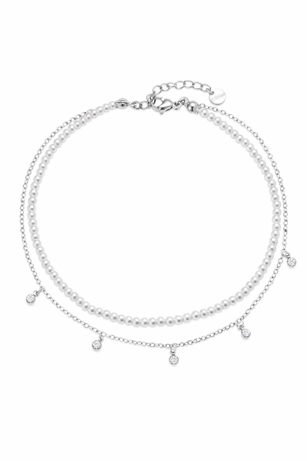 Fußkettchen Pearl Sparkle silber