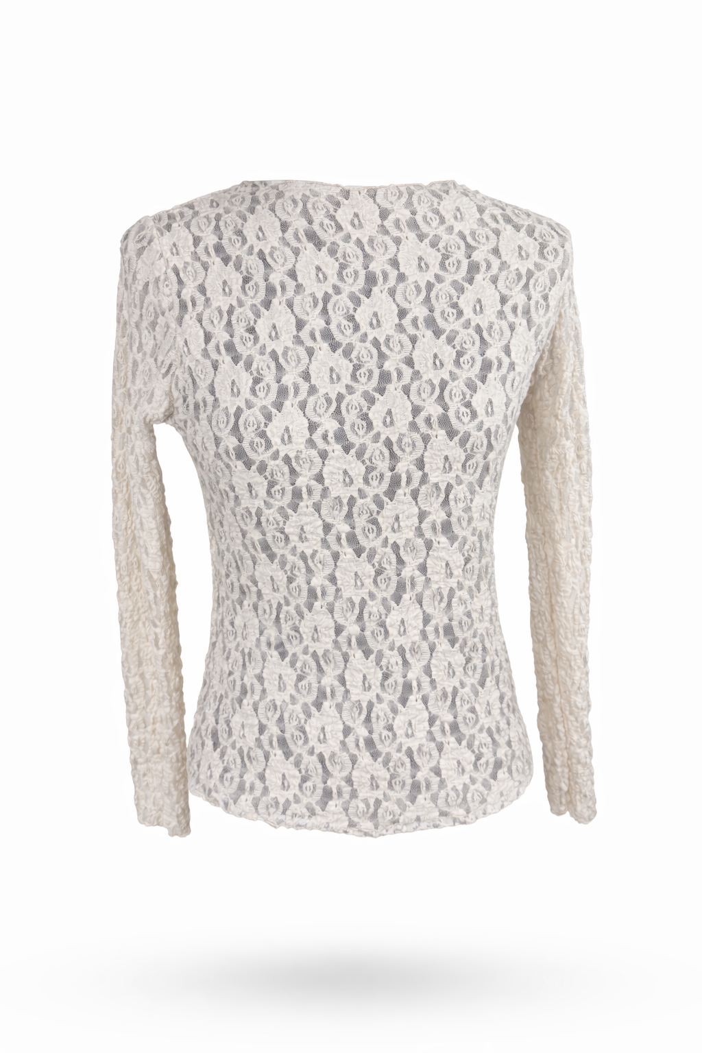 Romantisches Spitzen-Langarmshirt beige, Größe 34-38