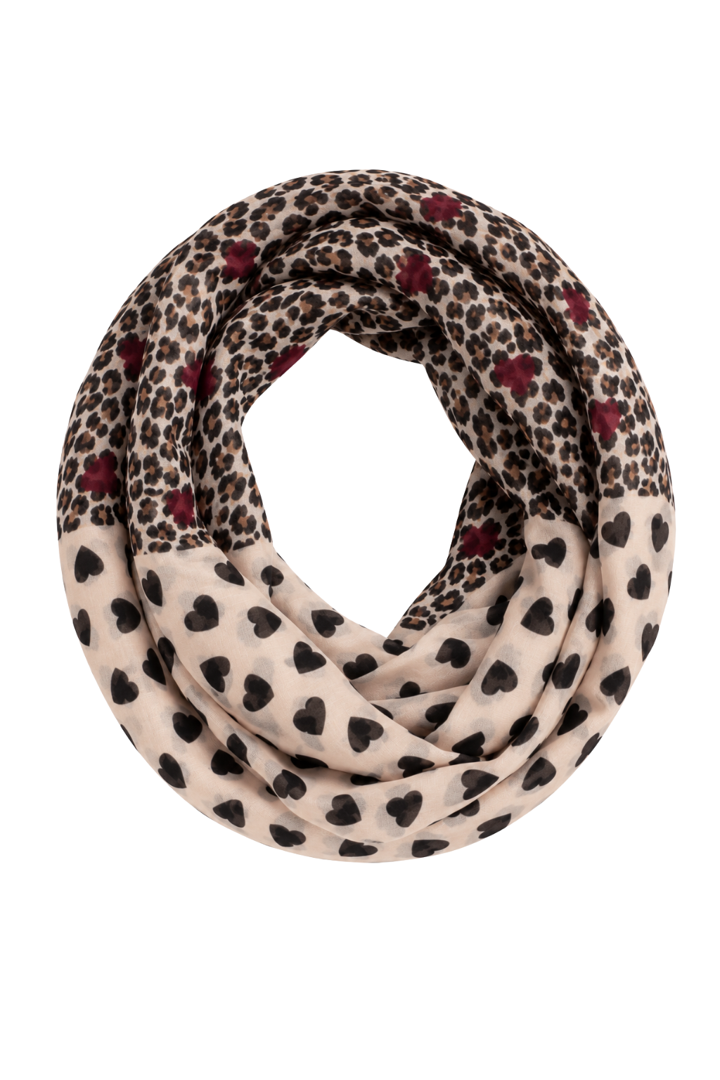 Loop-Tuch „Leo Hearts“ beige
