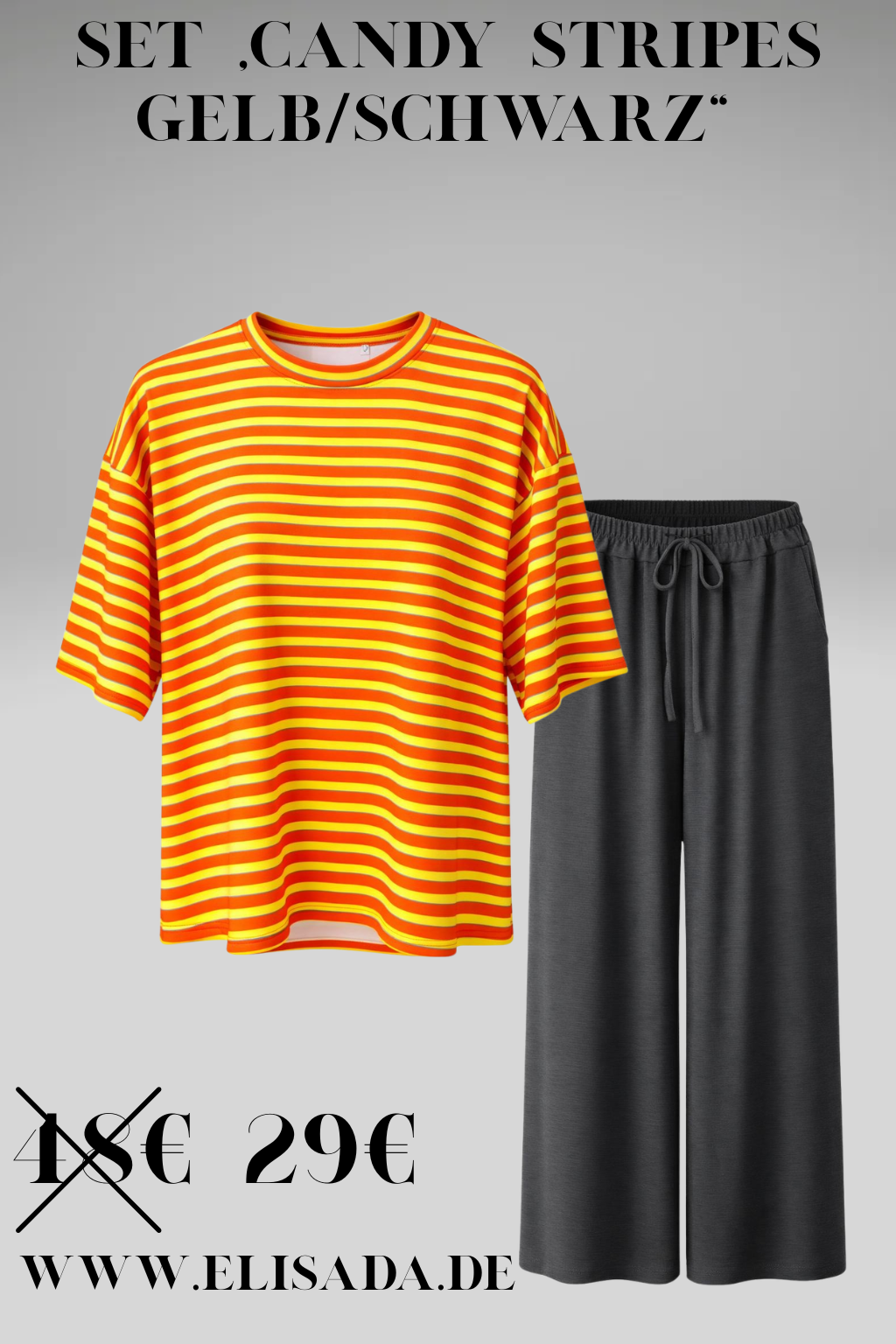 Set „Candy Stripes“ gelb/schwarz, Gr. 36-44