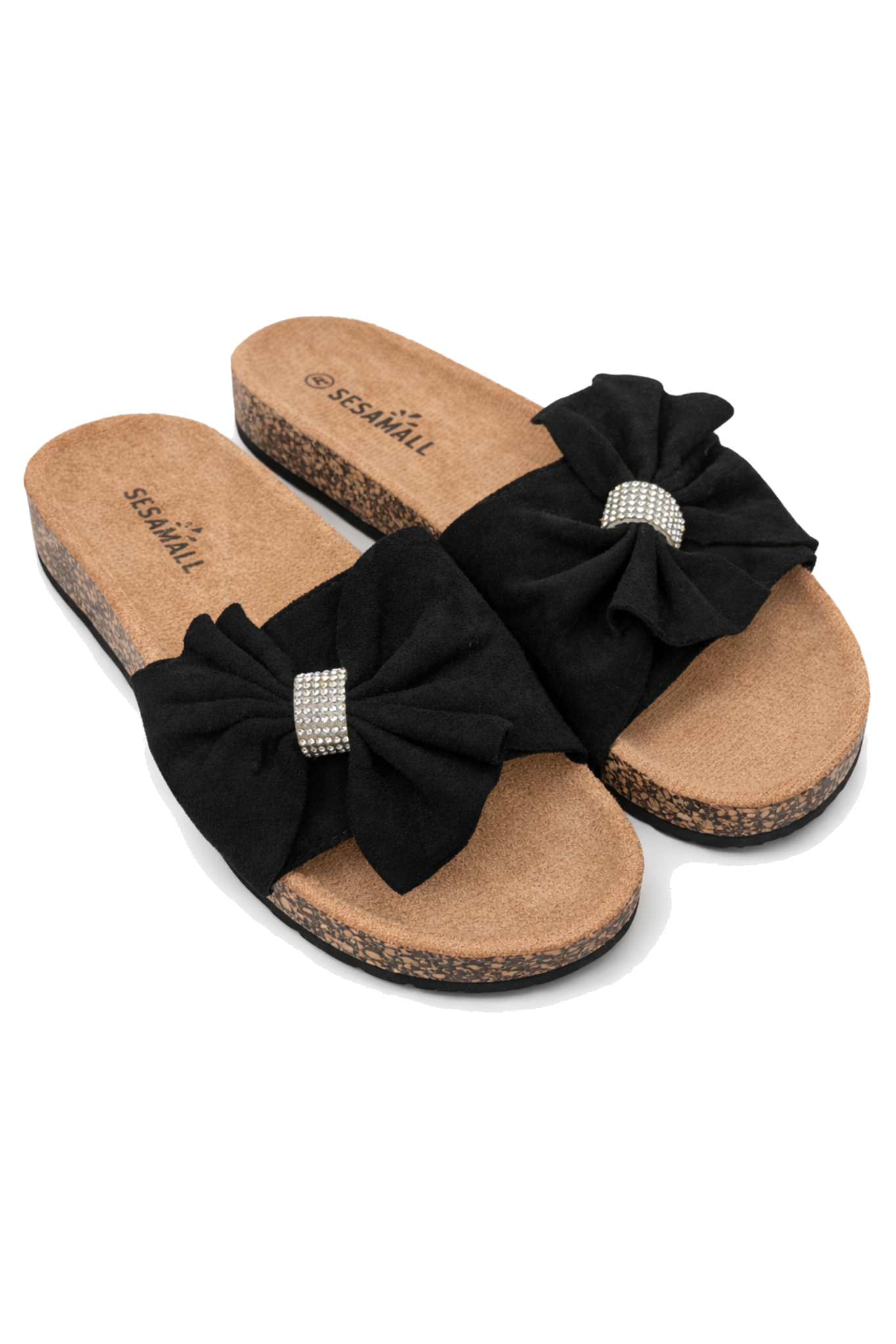 Pantoletten mit Schleife in schwarz, Gr. 37