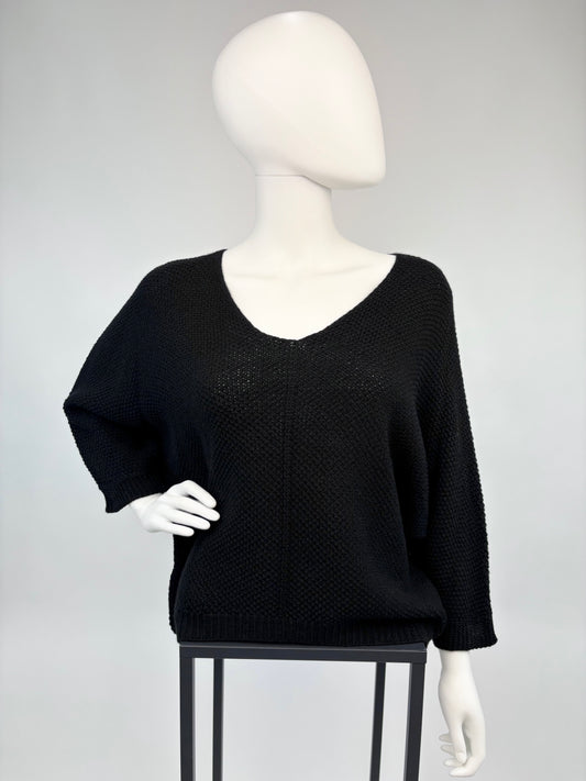 Strickpullover schwarz, Gr. 36-42 kurz