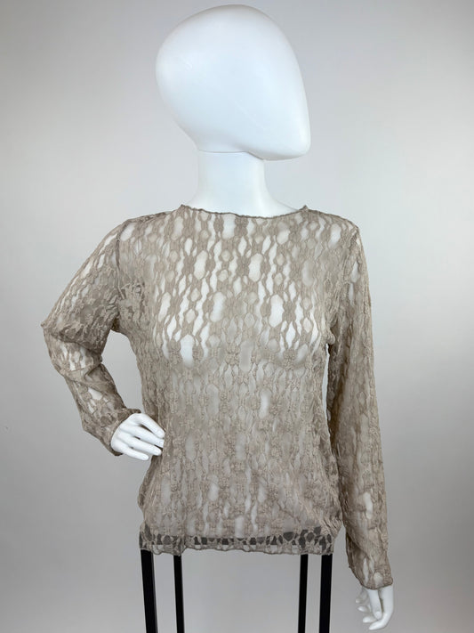 Zartes Spitzenoberteil taupe, Gr. 36-42