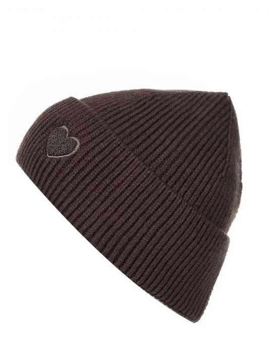 Kuschelige Beanie mit Herz-Detail braun