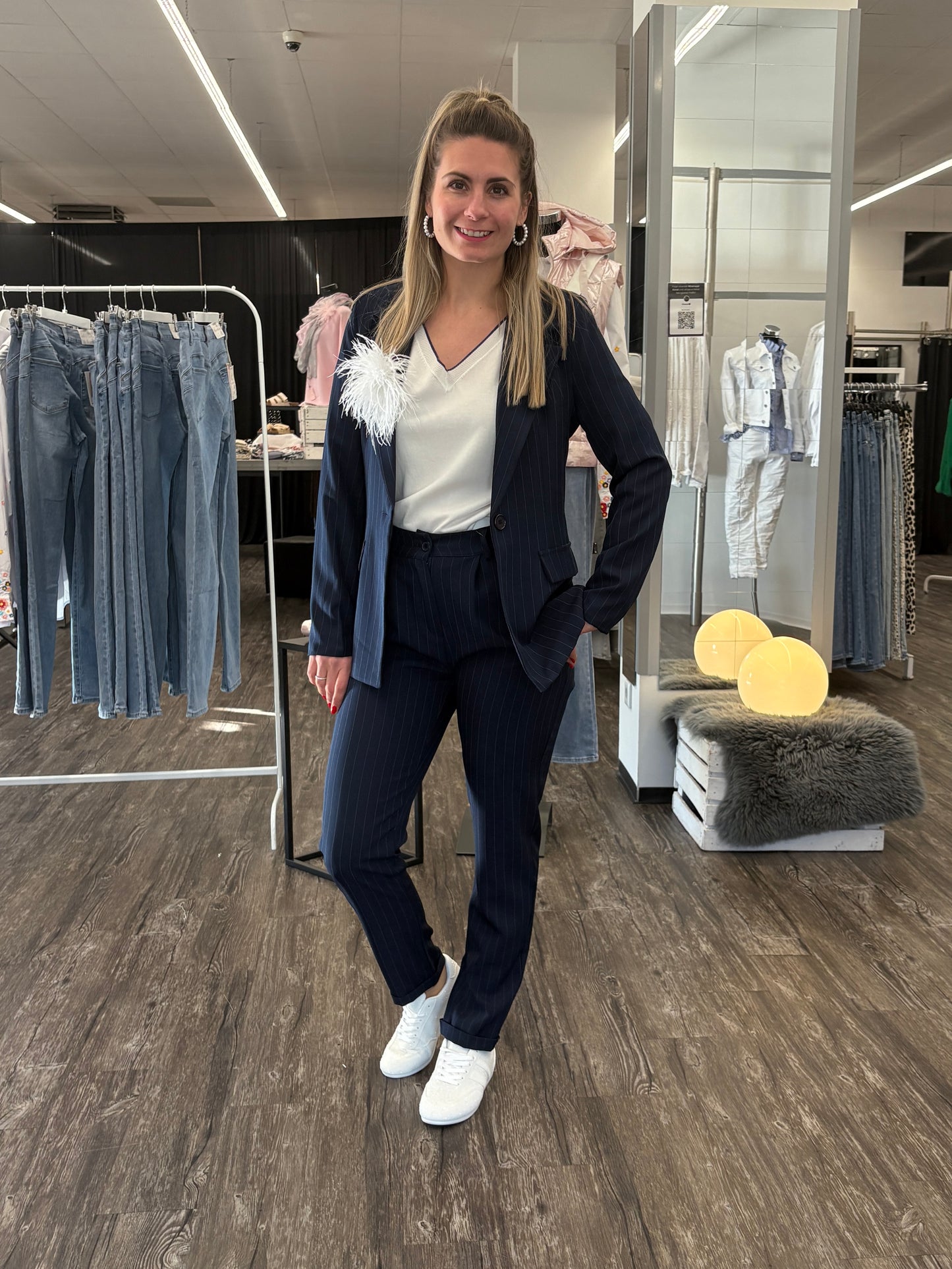 Stoffhose Nadelstreifen dunkelblau, 34-42