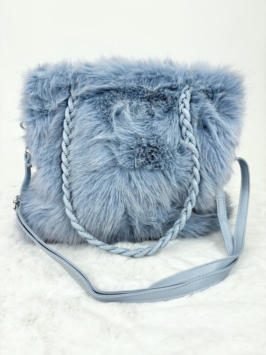 Kunstfelltasche blau