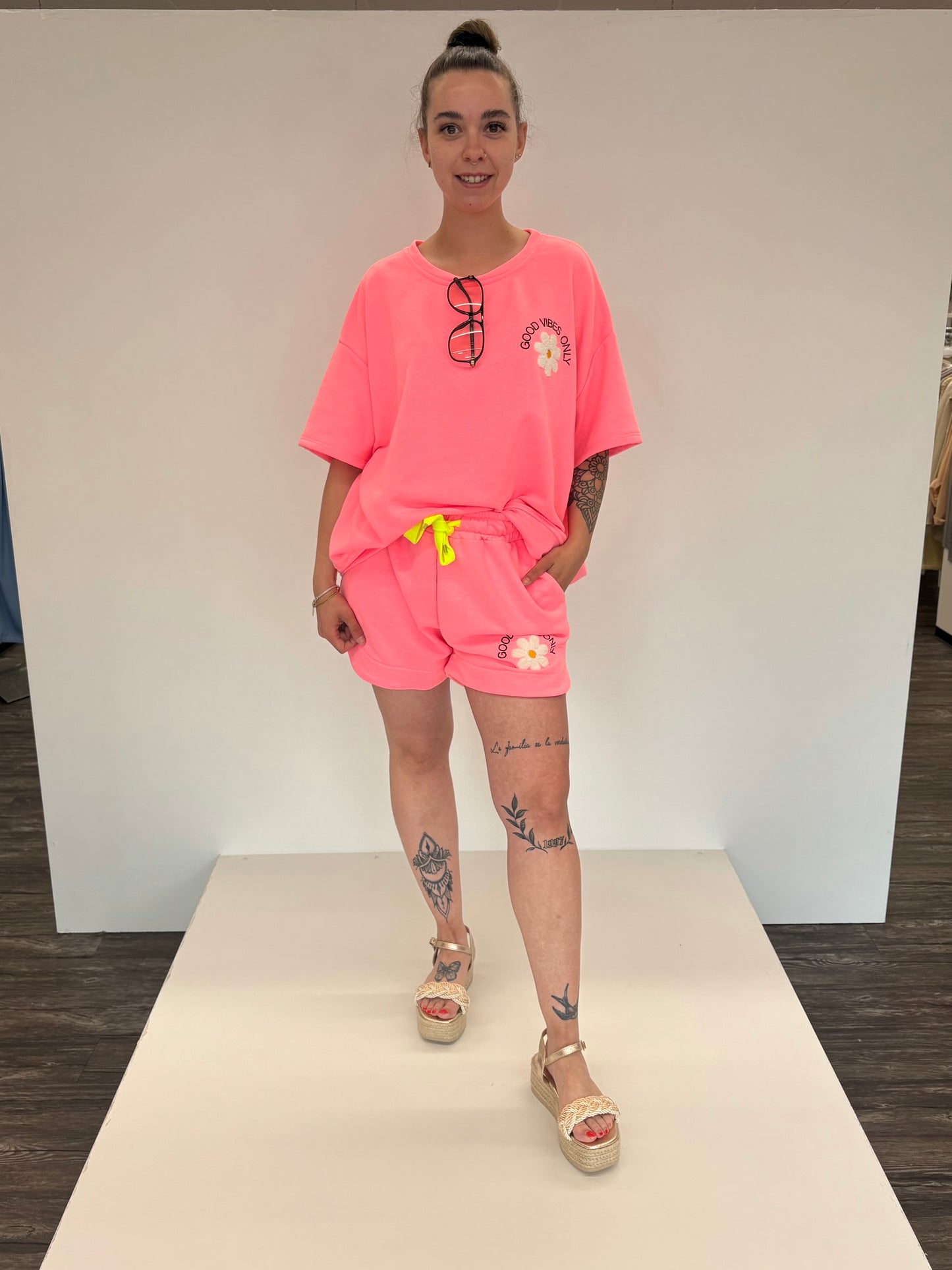"Good vibes only" Set neonpink