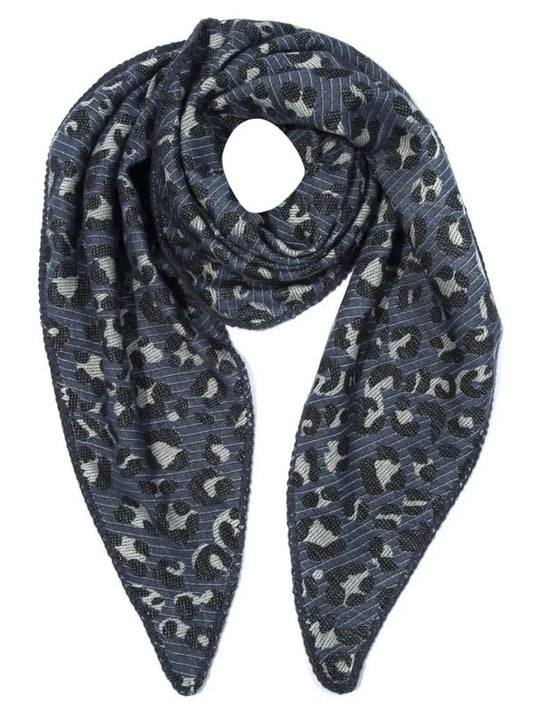 Leopardenmuster Schal schwarz/blau