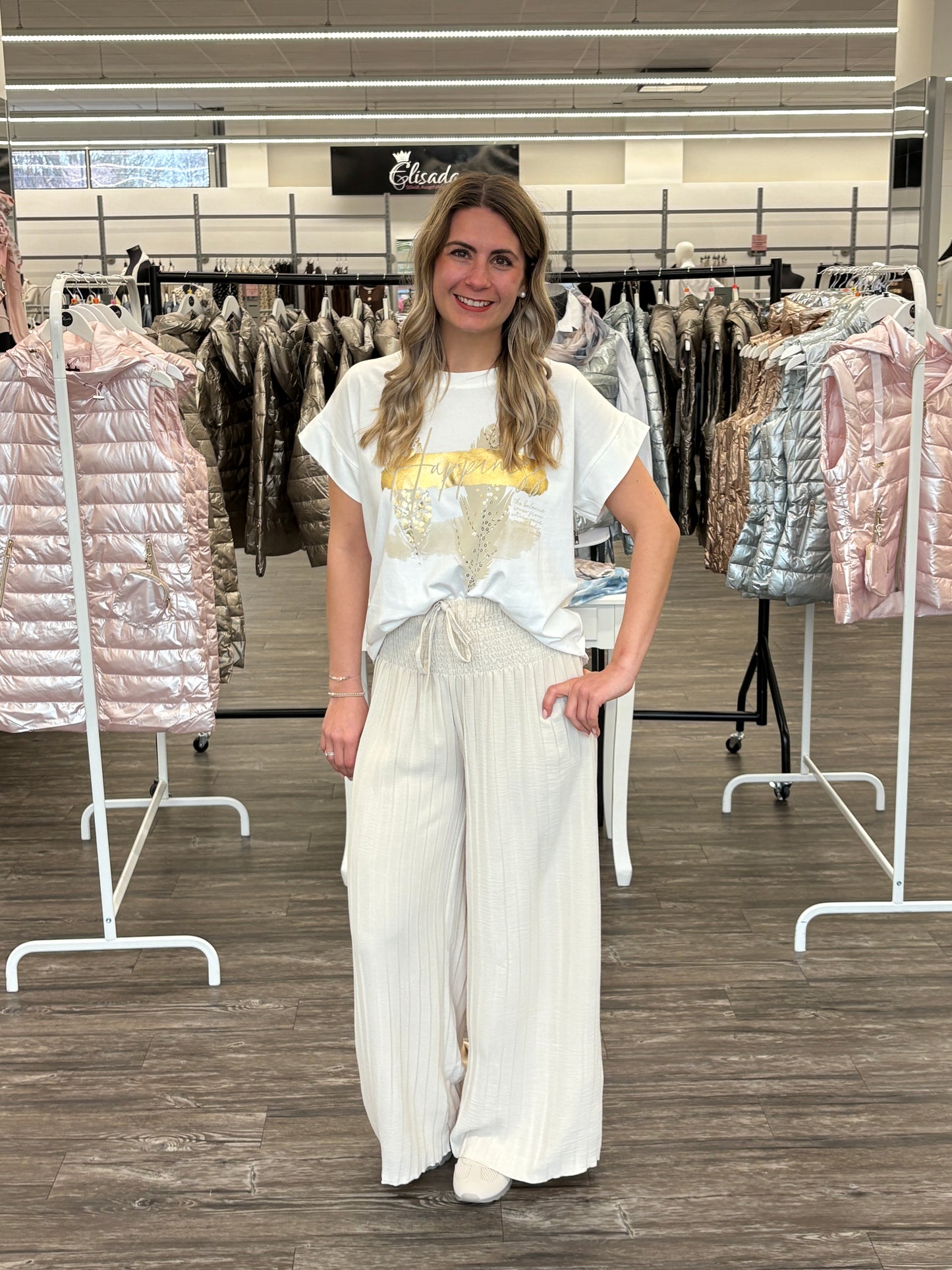 T-Shirt mit Baum-Motiv & Glitzersteinen weiß, Gr. 36-42