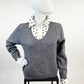 Pullover mit Polka-Dot Blusenkragen grau, Gr. 36-42