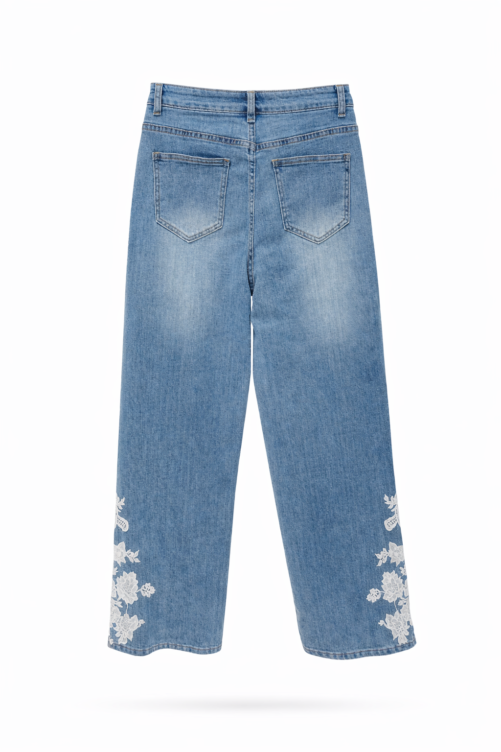 Mid Blue Jeans mit Spitzen-Stickerei, Gr. 36-42