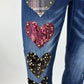Jeans mit funkelnden Herz-Applikationen bordeaux Gr. 36-42