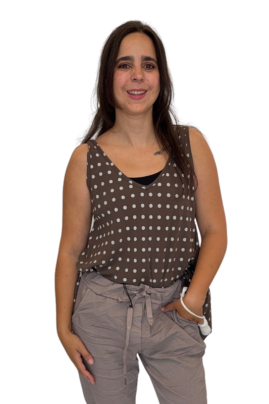 Pünktchen-Top Bella braun,  Gr. 34-38