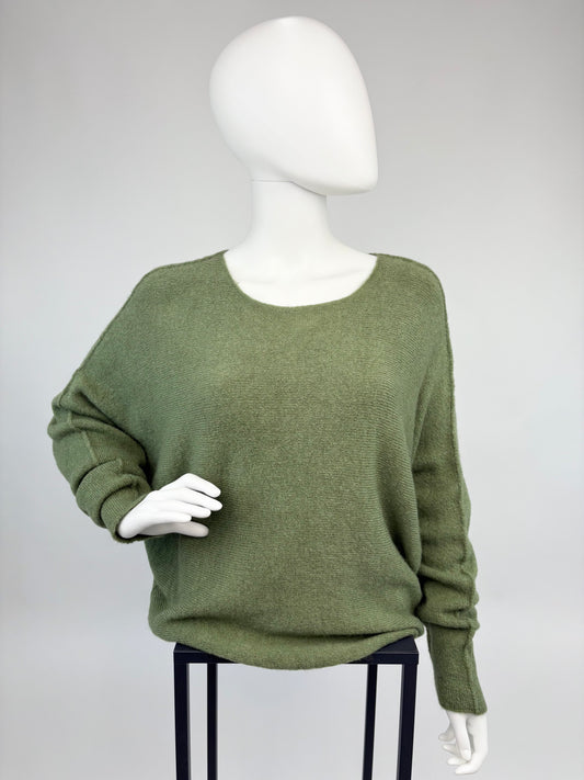 Strickpullover oliv, Gr. 36-42