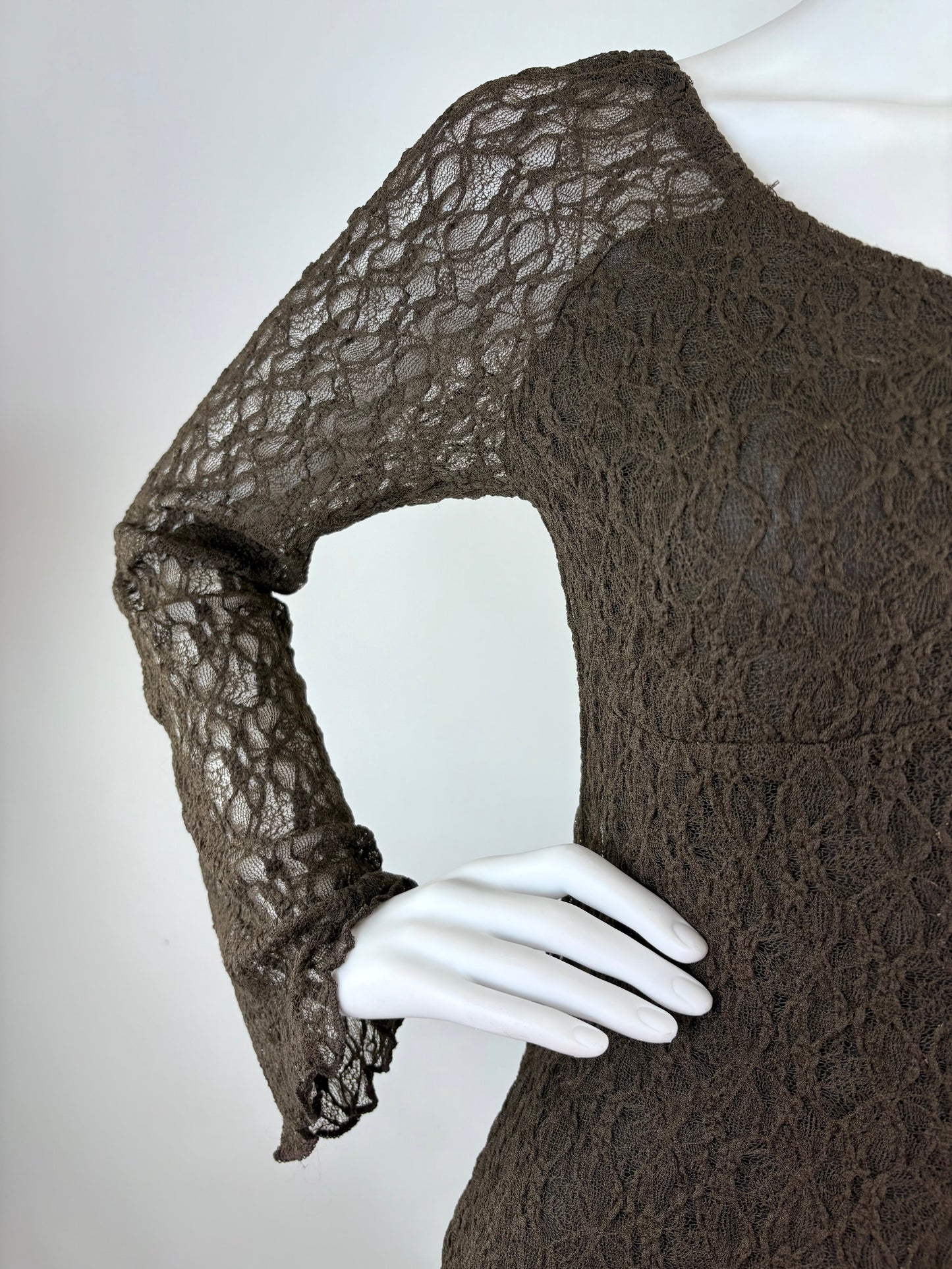 Spitzenkleid schokobraun, Gr. 34-40