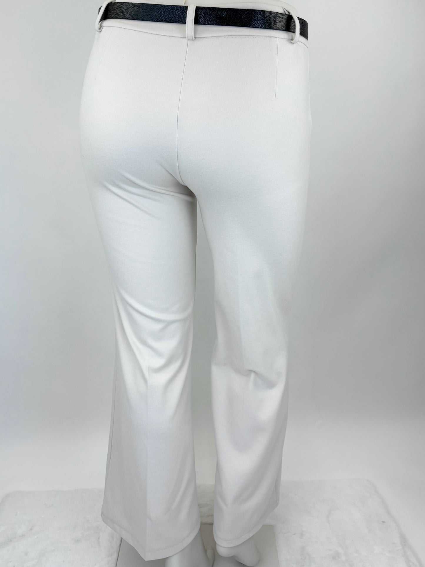 Elegante Stoffhose mit Gürtel wollweiß, Gr. 36-44