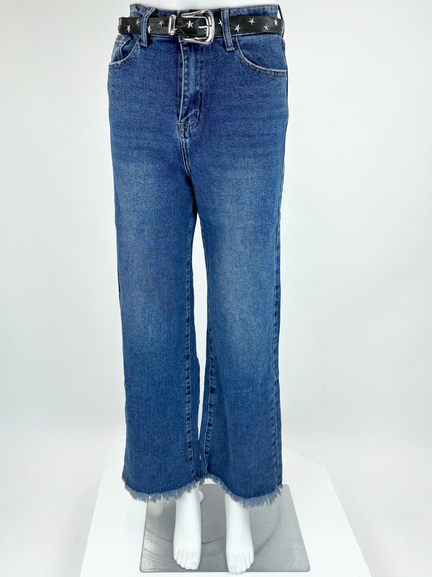 Wide-Leg Jeans Fransen blau, Gr. 34-40