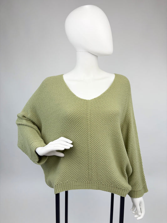Strickpullover moosgrün, Gr. 36-42