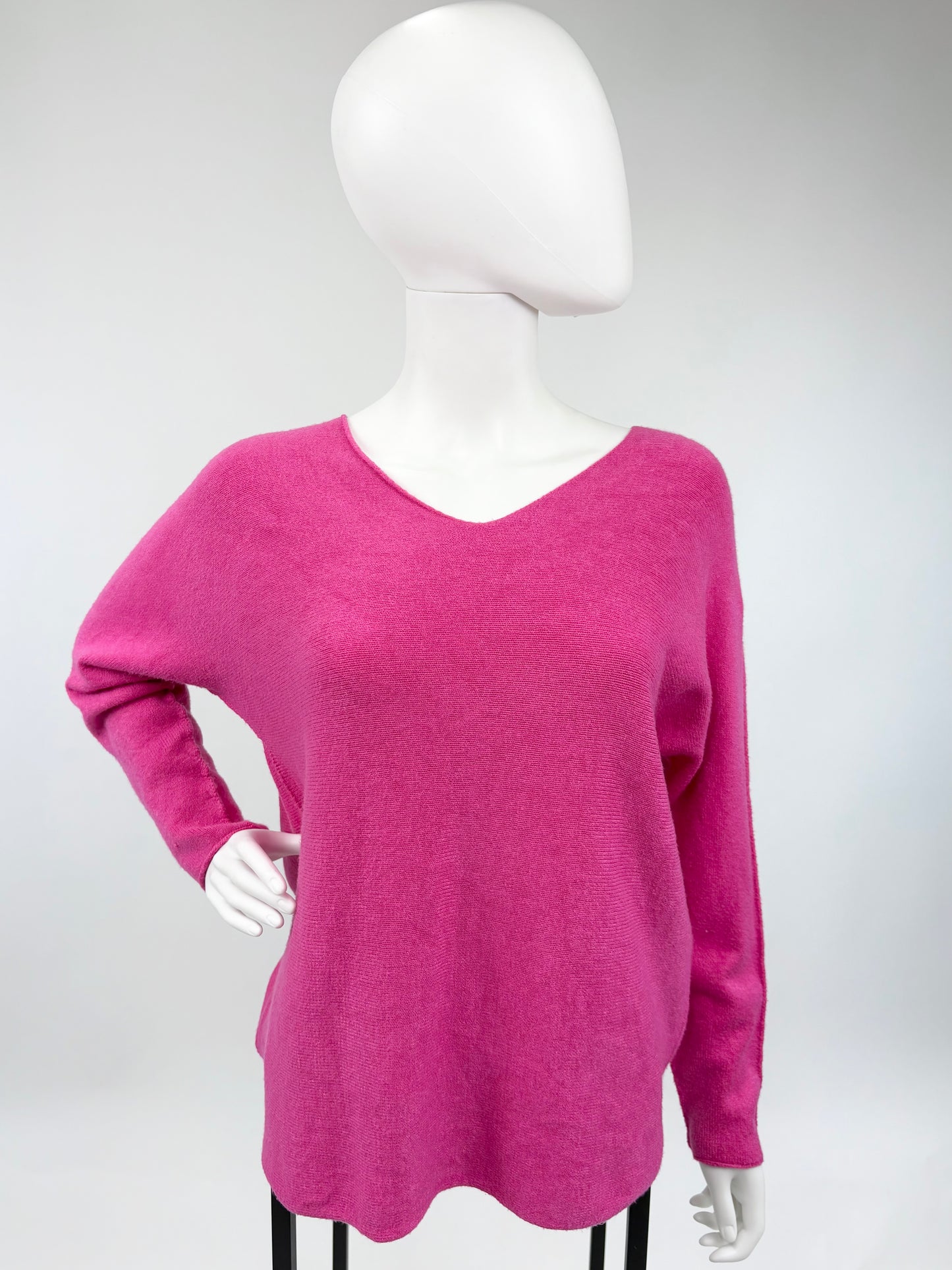 Pullover V-Ausschnitt pink, Gr. 36-42