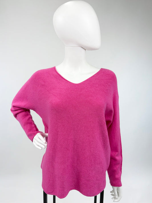 Pullover V-Ausschnitt pink, Gr. 36-42