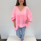 Tunika-Bluse neonpink, Gr. 38-44