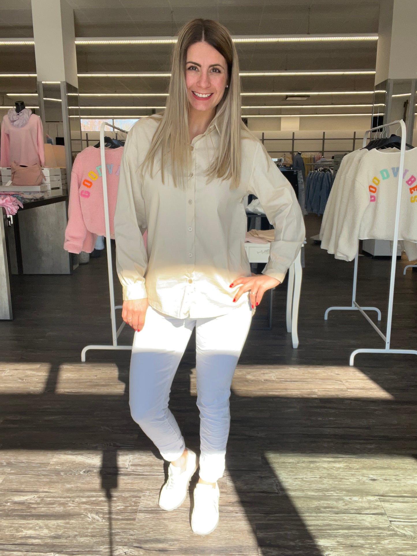 Damen Bluse in beige, Gr. 34-44