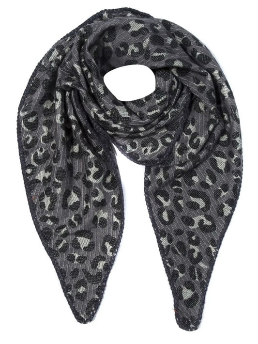 Leopardenmuster Schal schwarz/grau