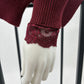 Rollkragenpullover mit Spitzen-Details bordeaux, Gr. 36-40