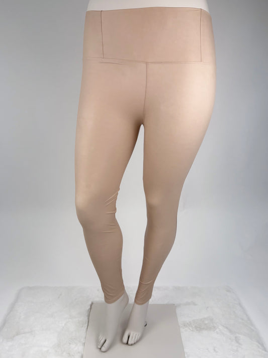 Leggins Lederoptik beige , Gr. 34-42