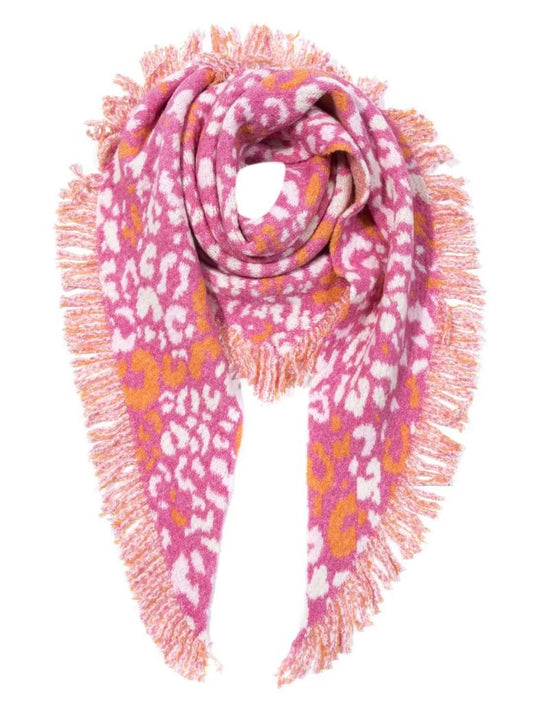 Kuscheliger XXL-Schal mit Animal-Print pink/orange