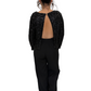 Schwarzer Pailletten-Jumpsuit mit raffiniertem Rückenausschnitt