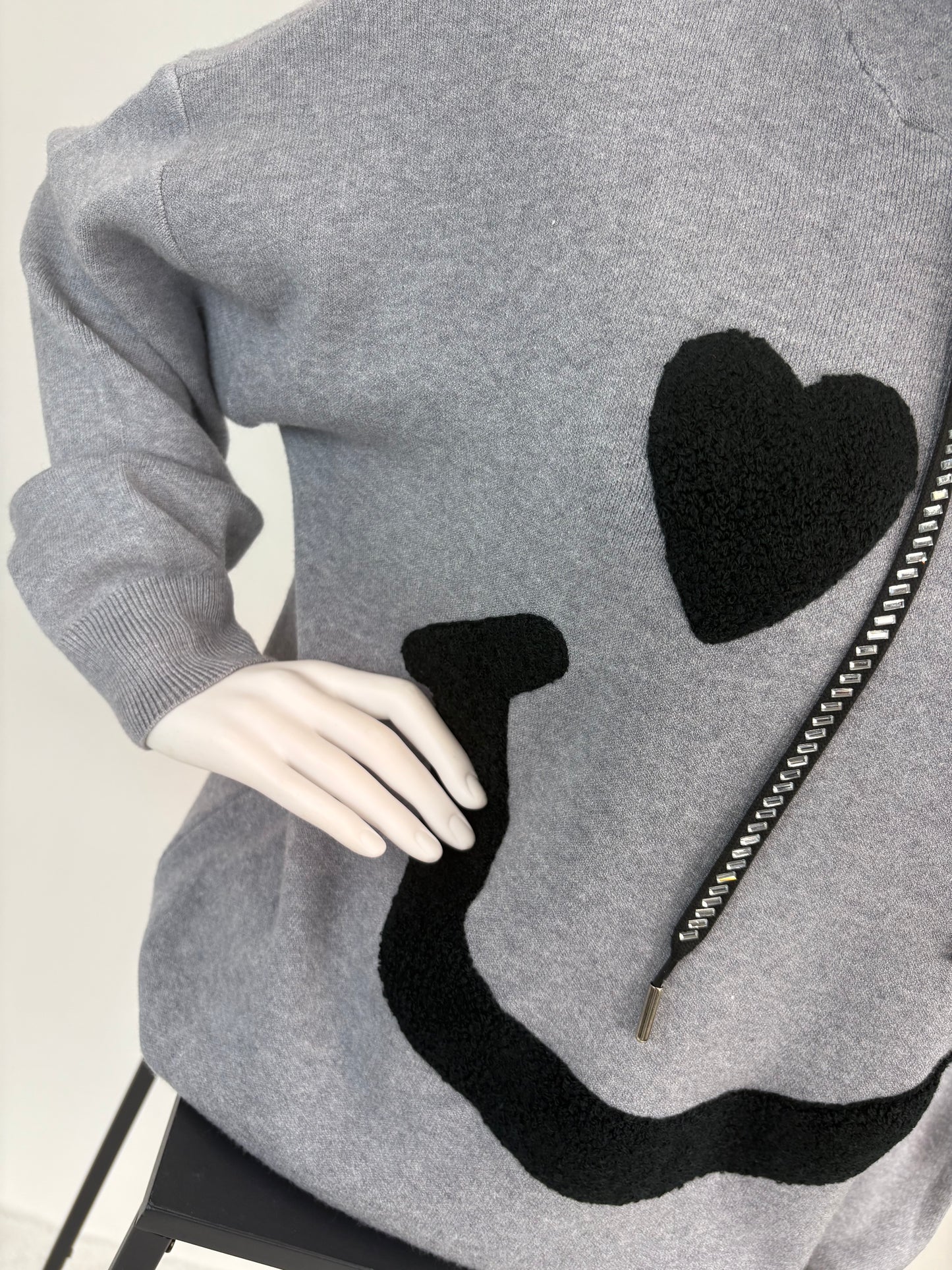Hoodie Smiley grau, Gr. 36-42