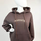 Oversized Hoodie „Namaste“ – Braun mit Leo-Print Gr. 38-44