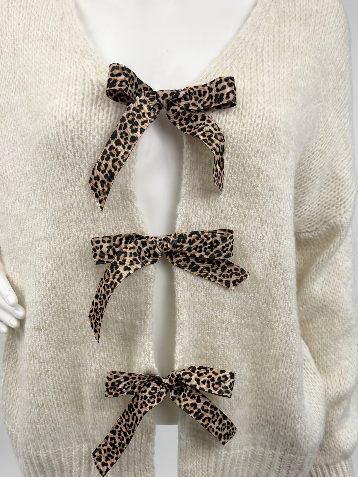 Cardigan Leo-Schleifen beige , Gr. 36-44