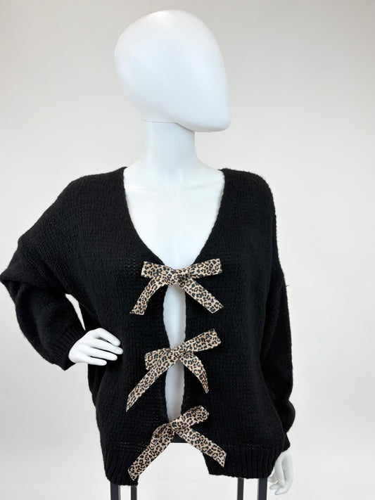 Cardigan Leo-Schleifen schwarz, Gr. 36-44