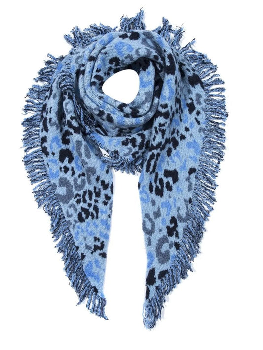 Kuscheliger XXL-Schal mit Animal-Print blau
