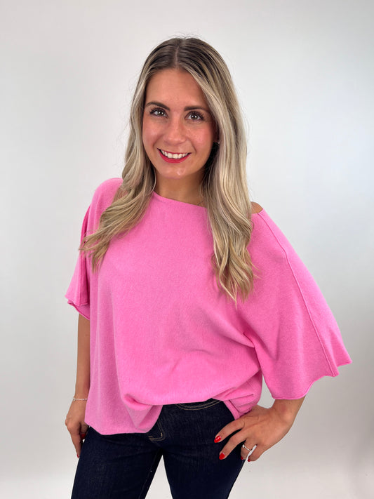 Pullover kurzarm pink, Gr. 36-44