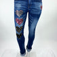 Jeans mit funkelnden Herz-Applikationen bordeaux Gr. 36-42