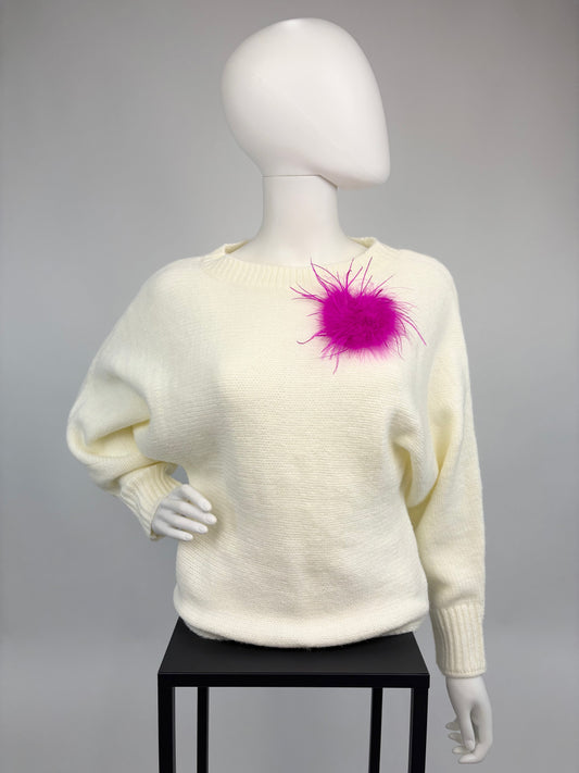 Strickpullover Feder beige, Gr. 34-40