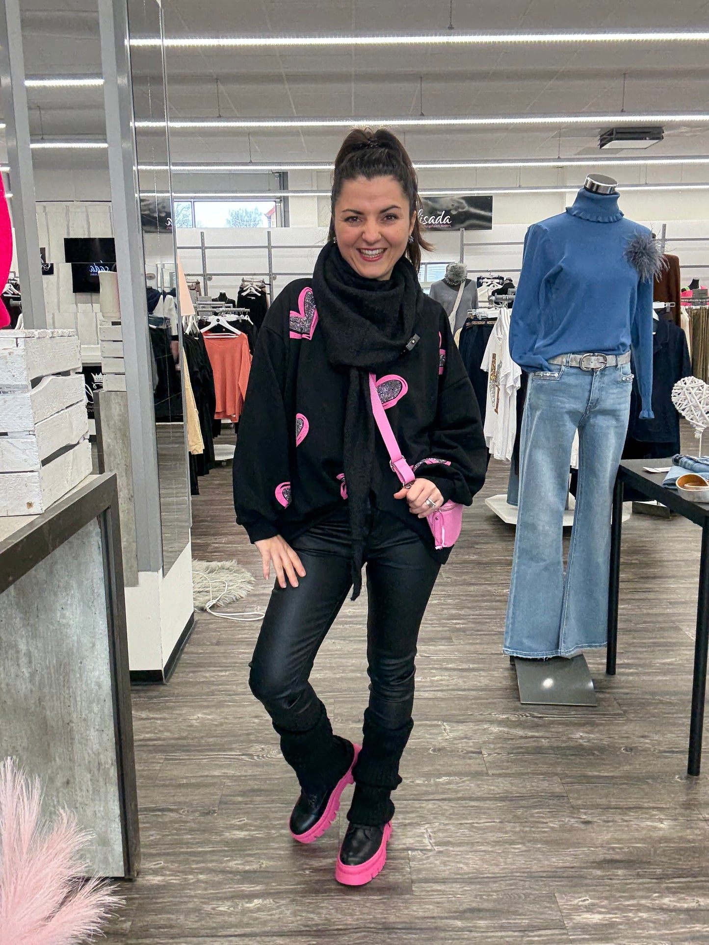 Kunstlederhose schwarz, Gr. 34-42