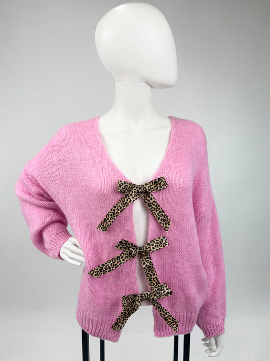 Cardigan Leo-Schleifen rosa, Gr. 36-44