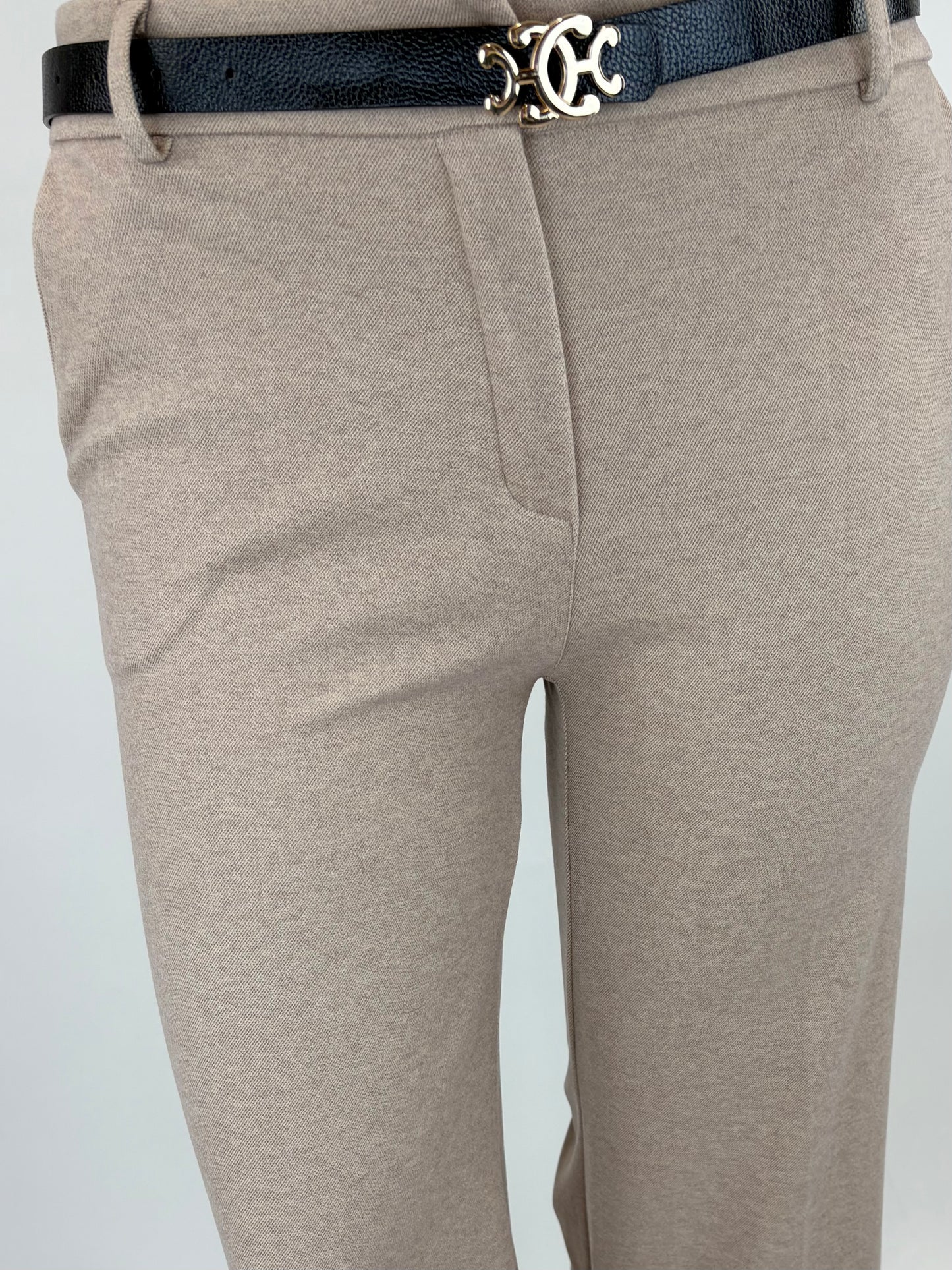Elegante Stoffhose mit Gürtel taupe, Gr. 36-42
