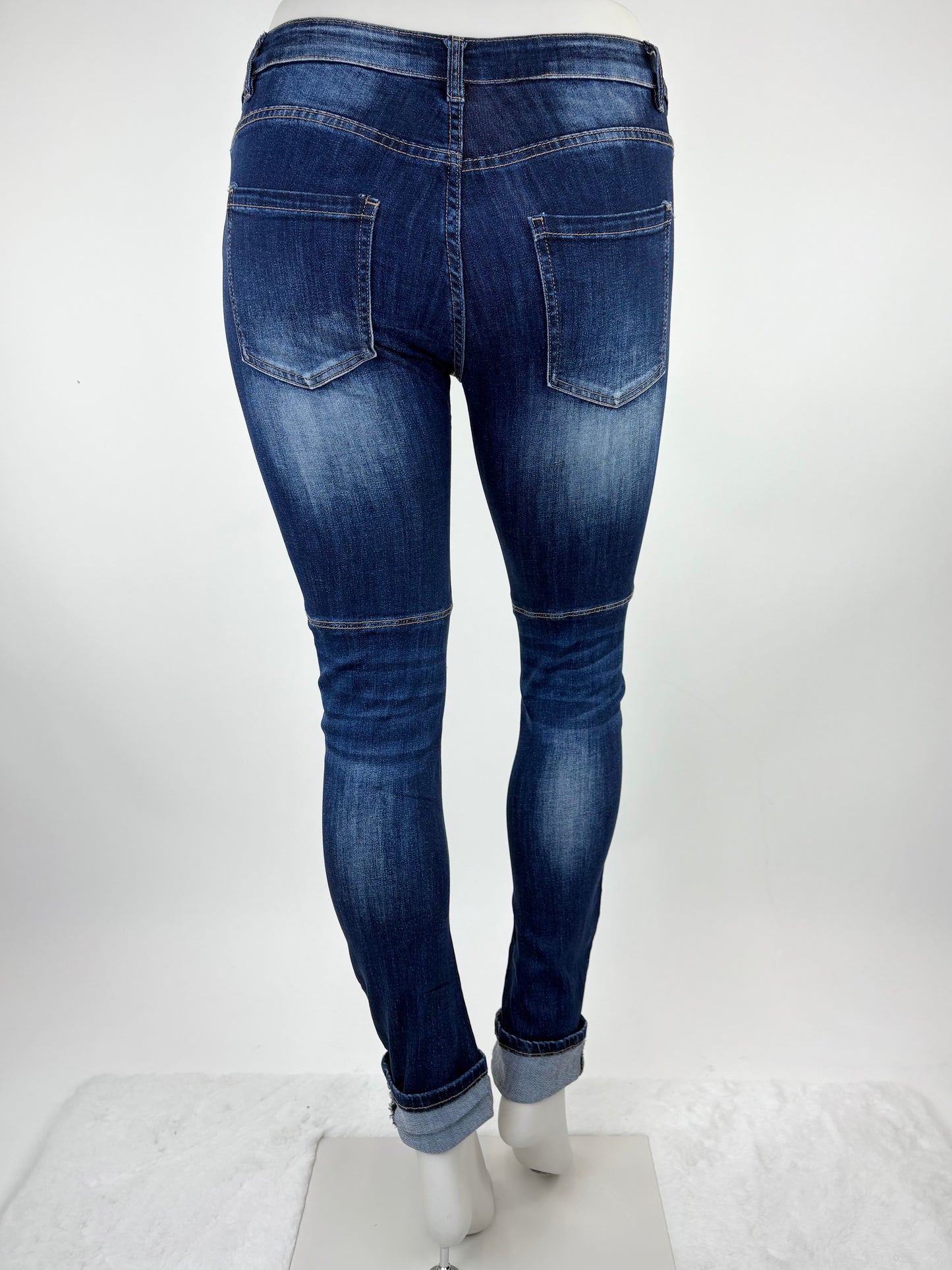 Jeans mit funkelnden Herz-Applikationen bordeaux Gr. 36-42