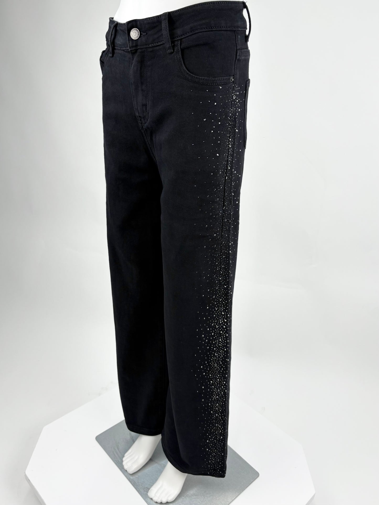 Straight Leg Jeans Glitzer schwarz, Gr. 38-48