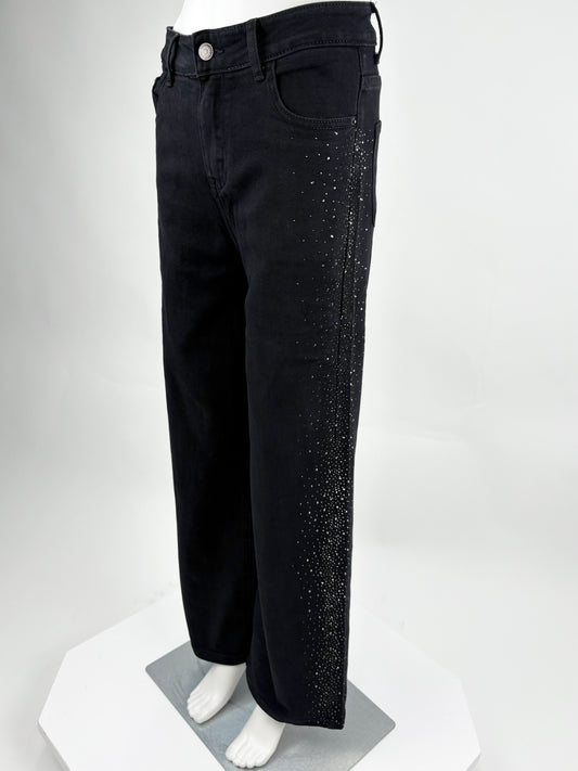 Straight Leg Jeans Glitzer schwarz, Gr. 38-48