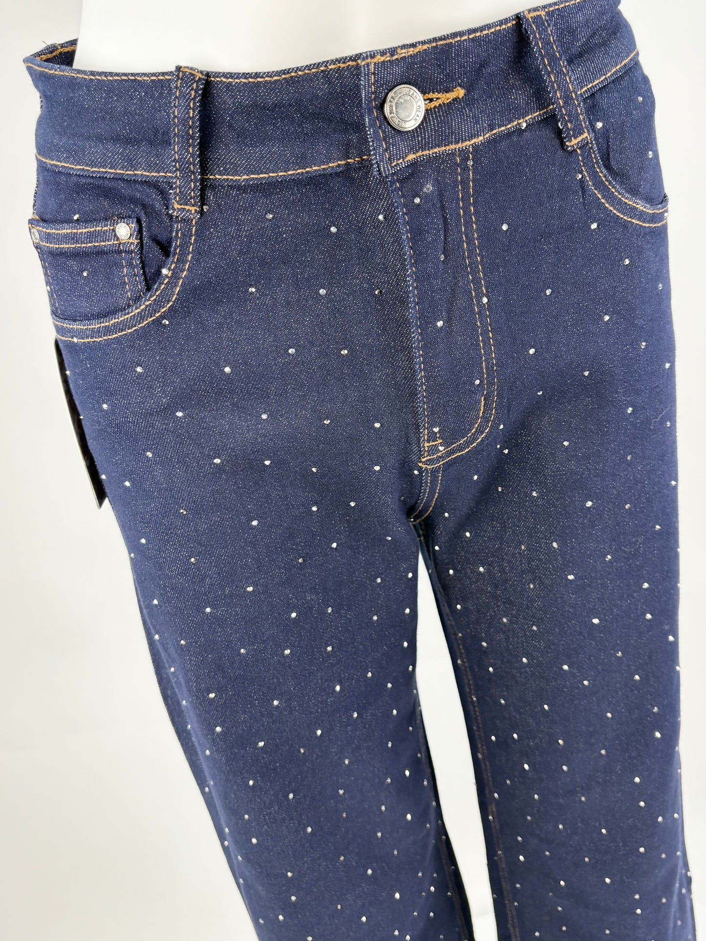 Straight Leg Jeans Glitzer blau, Gr. 36-46