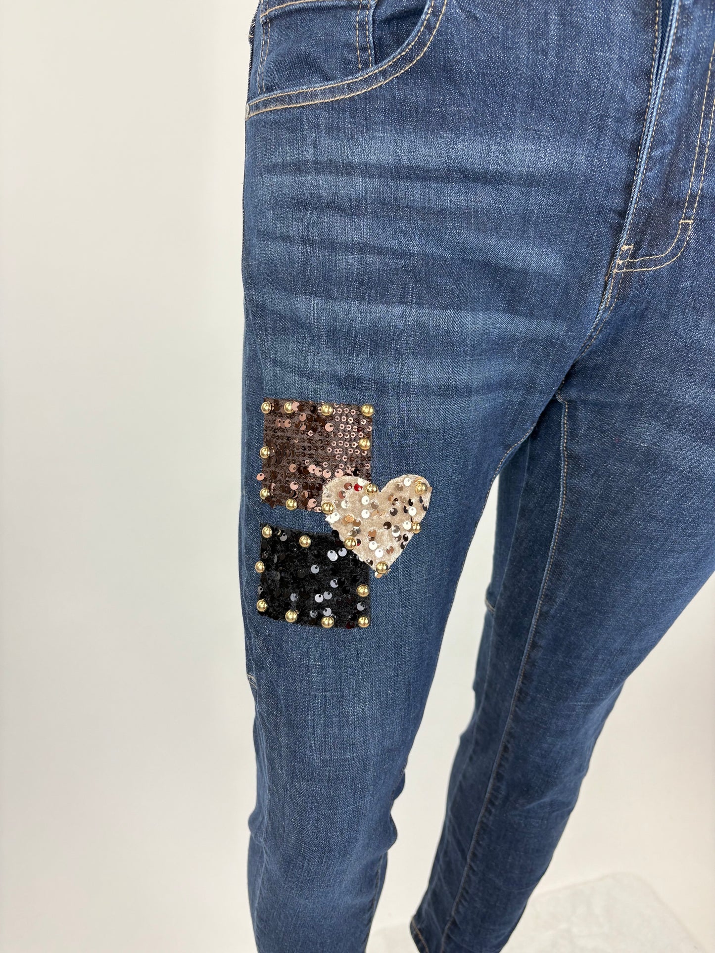 Jeans Heart & Sparkle mit funkelnden Pailletten, Gr. 38-42