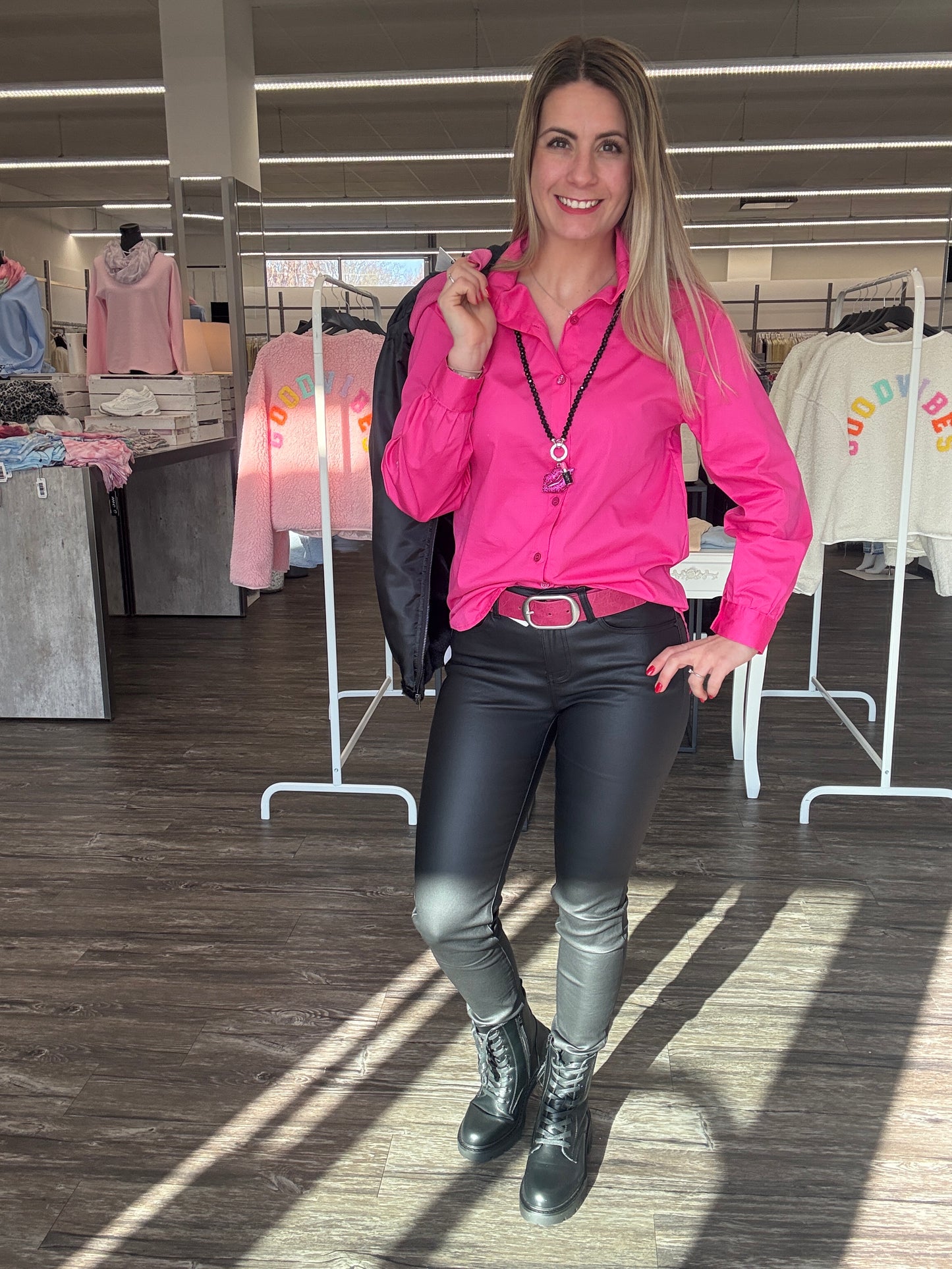 Damen Bluse in pink, Gr. 34-44