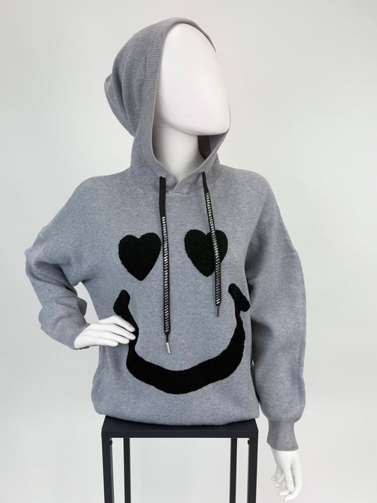 Hoodie Smiley grau, Gr. 36-42