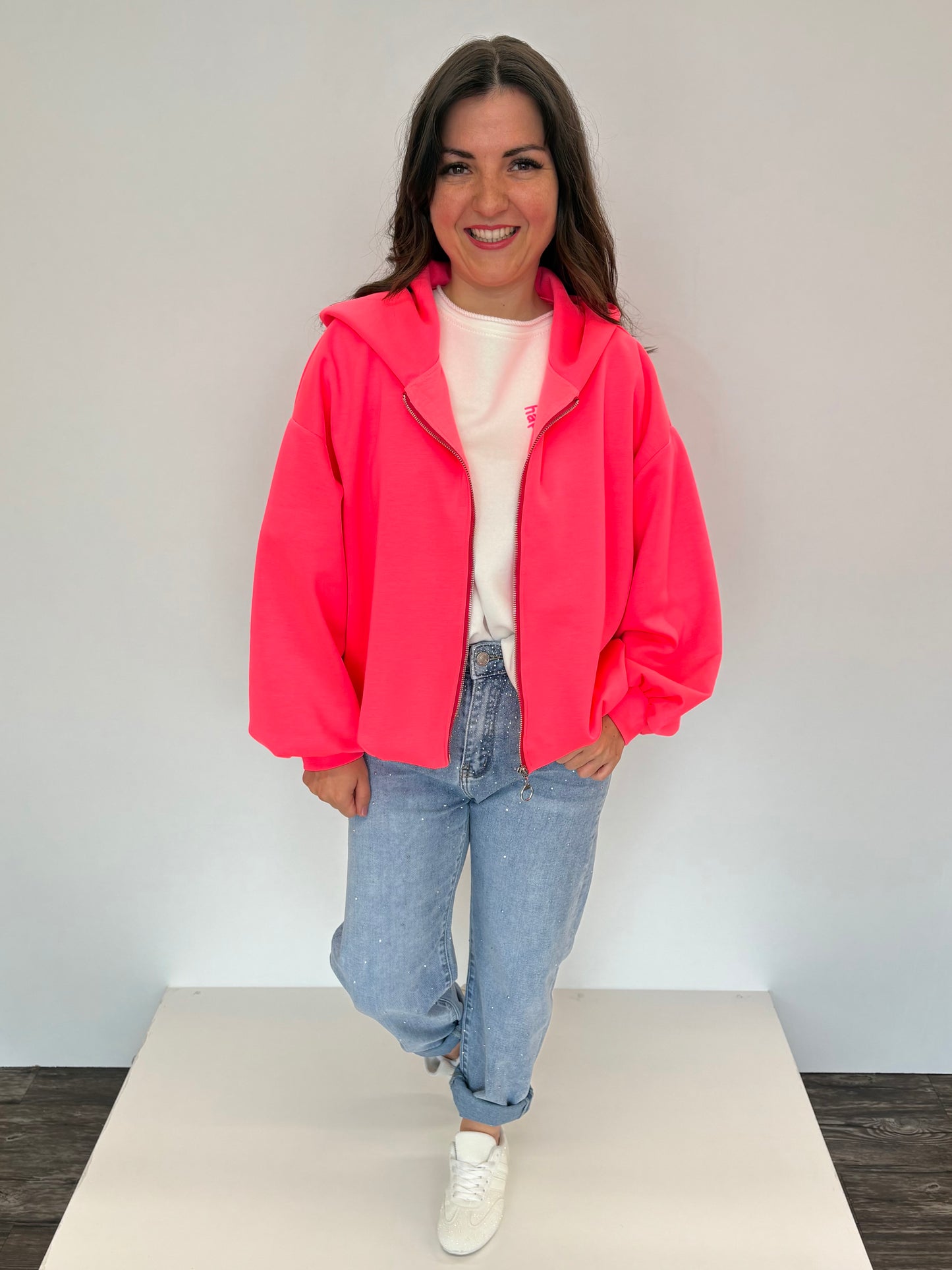 Hoodie-Jacke neonpink, Gr. 36-42